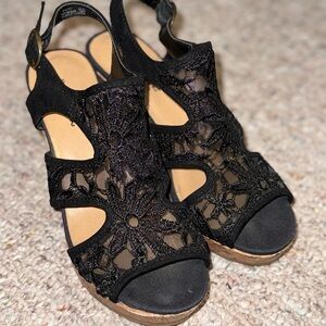 Elegant Black Lace Women's Sandals Dept222
